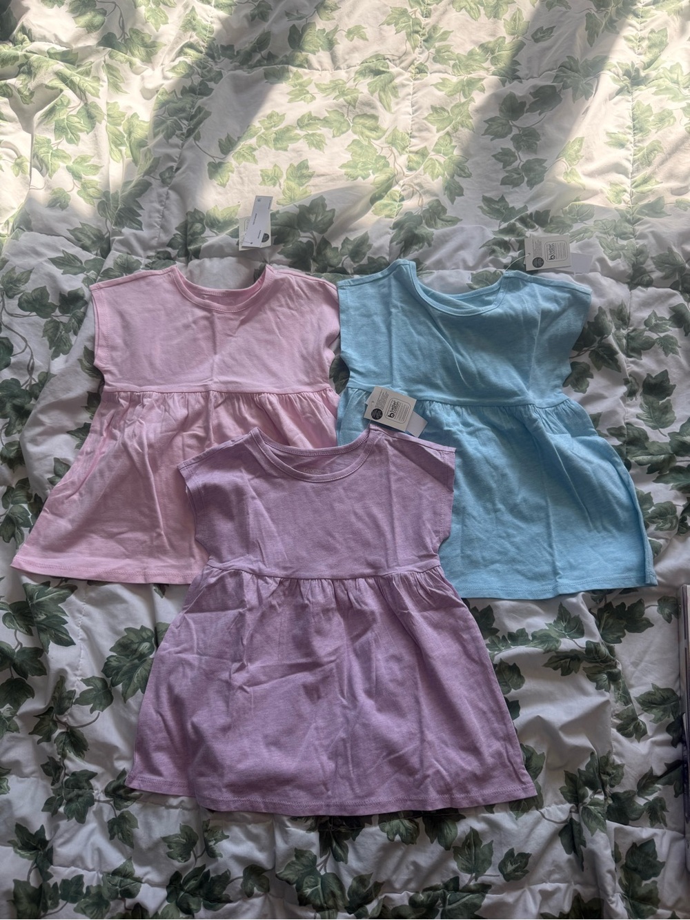 George Girls' Pastel Pink, Lavender & Light Blue Short Sleeve Peplum Tees NWT